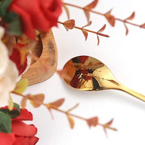 6 Piece Elegant Gold Leaf Long Handle Teaspoons (6 Count)