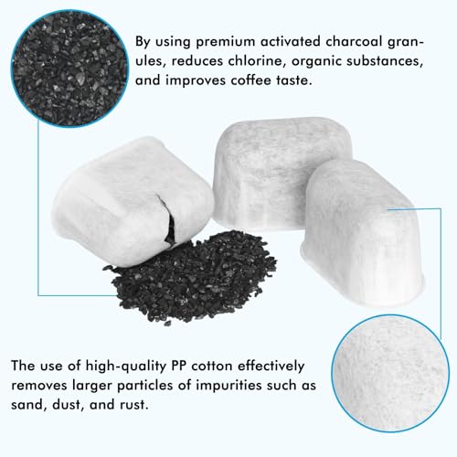 6 Pack Breville Compatible Charcoal Filters with 52 Cleaning Tablets (52 Count)