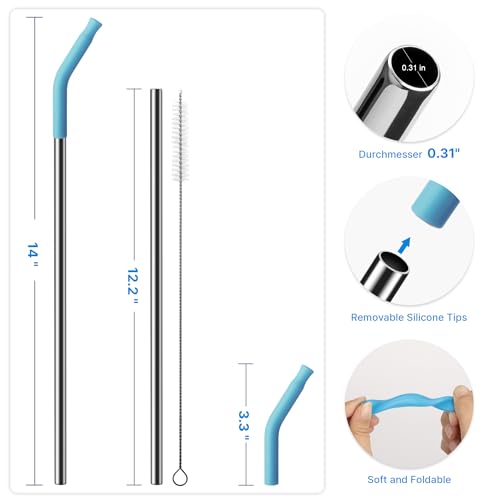 2 Pcs Stainless Steel Straws for 40 oz Stanley Tumbler