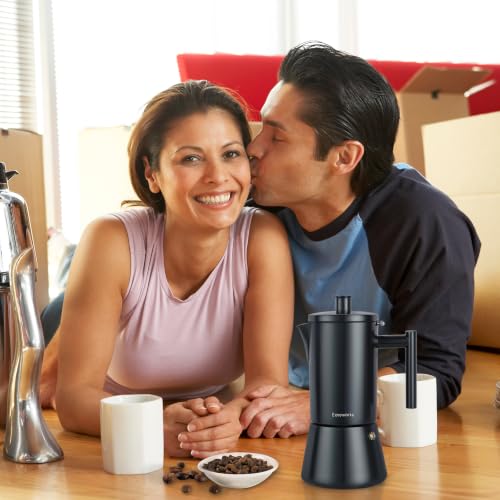 Diego Stovetop Espresso Maker Stainless Steel Italian Coffee Machine Maker 4Cup 6.8 oz Induction Moka Pot