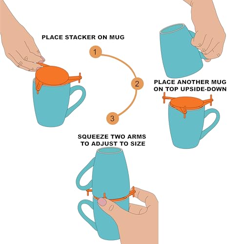 Mug Stackers for Kitchen Cabinets (6 Count)
