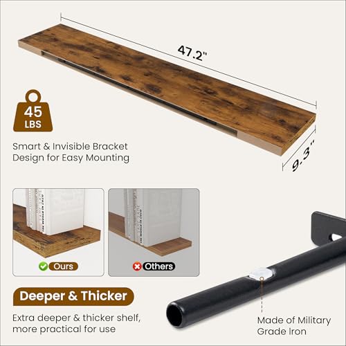 48 Inch Brown Floating Shelves (2 Count)