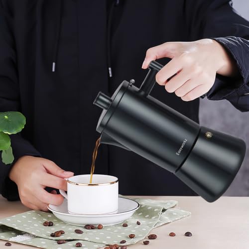 Diego Stovetop Espresso Maker Stainless Steel Italian Coffee Machine Maker 4Cup 6.8 oz Induction Moka Pot