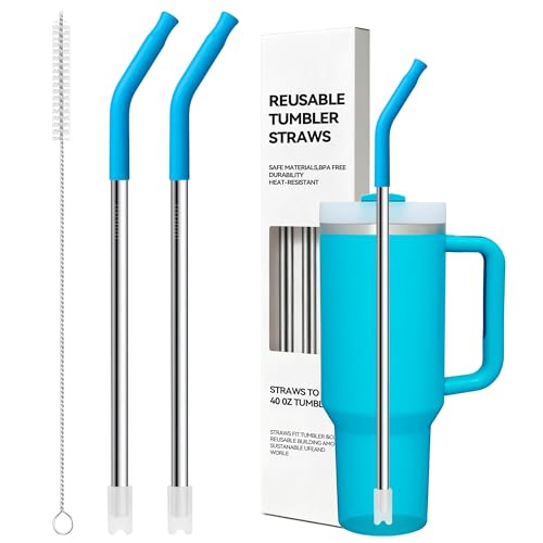 Stainless Steel Straws For Stanley 40 oz Tumble With Silicone Tip