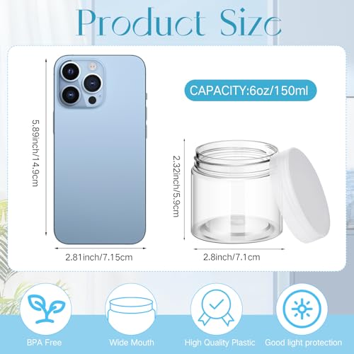 4 Pcs Plastic Jars Wide Mouth with Lids (4 Count)