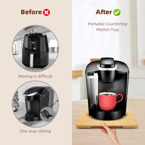 360°Rolling Tray Bamboo Kitchen Appliance Slider for Coffee Maker Pot