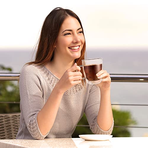 Espresso Cups Double Walled Espresso Shot Glass with Handle Cups Insulated Clear Small Shot Glasses for Cappuccino Latte Hot Beverage