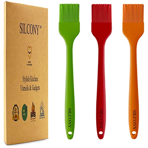 10" Silicone Pastry Basting BIG SIZE Brushes Heat Resistant BPA Free for BBQ Grill Barbecue & Kitchen Baking Cooking Marinating Oil Brushes Soft Bristles Long Handle (3 count)