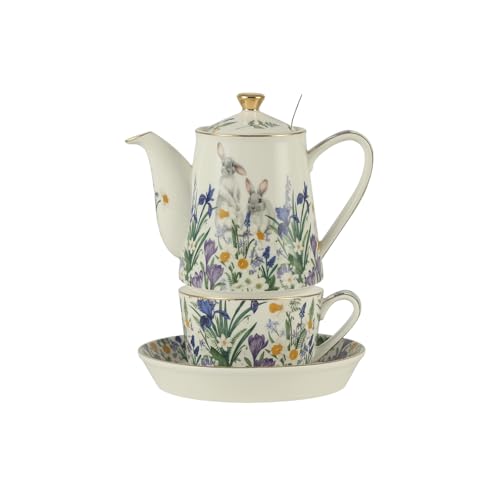 Porcelain Tea Set with Removable Stainless Steel Infuser for Afternoon Tea