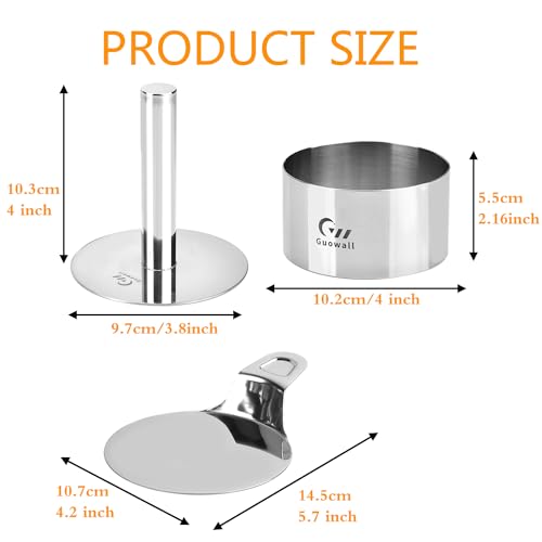 4 pack Seamless Mousse Cake Ring set Stainless Steel 4 inch Round Food Hamburger Mold Dessert Cutter for Baking