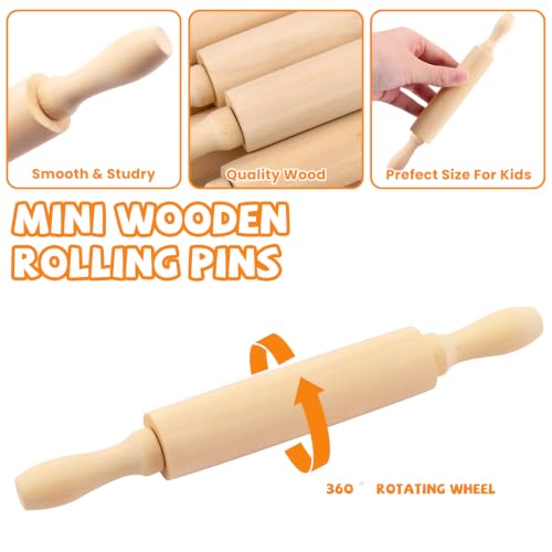 24 Pack 8 Inch Mini Wood Rolling Pin (24 Count)