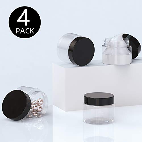 4 Pcs Plastic Jars Wide Mouth with Lids (2 Ounce)