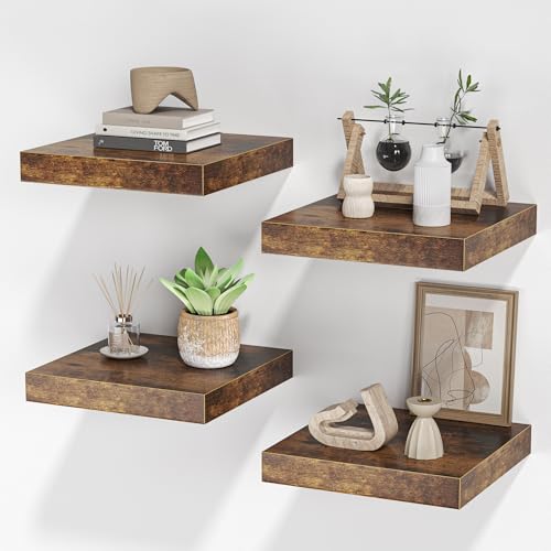 Square Floating Shelves for Wall (4 Count)