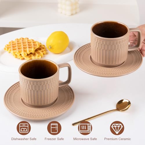 8oz Cappuccino Cups with Saucers Set of 4 (4 Count)