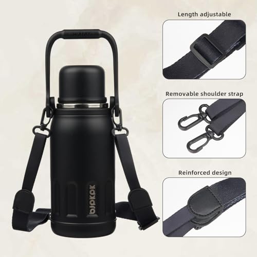 Stainless Steel Insulated Bottle with Handle & Strap