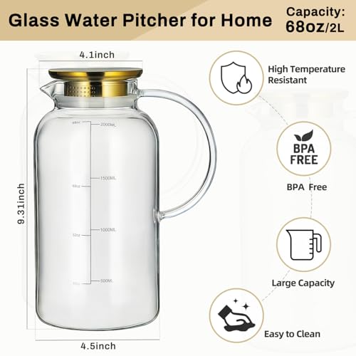 Glass Pitcher with Lid (2 Count)