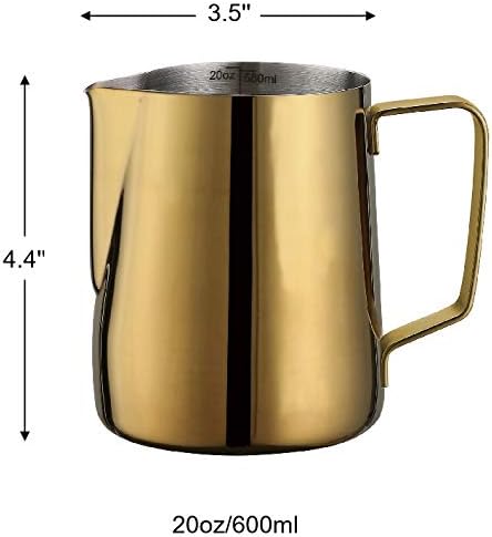Milk Frothing Pitcher 20oz Stainless Steel Cup Perfect for Latte Cappuccino Stainless Steel Milk Frother Steaming Pitcher Rose Golden Color 600ml