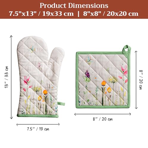 100% Cotton Oven Mitt & Pot Holder Set