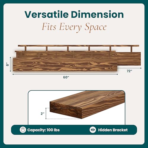 72'' Pine Wood Floating Shelf for Wall