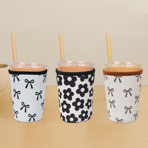 Reusable Insulated Neoprene Iced Coffee Cup Sleeve (3 Count)