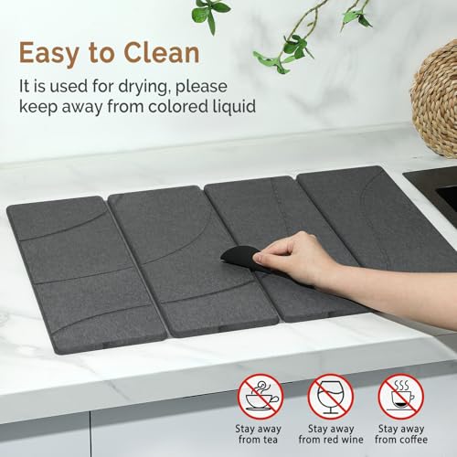 Large Stone Dish Drying Mat for Kitchen Counter (2 Count)
