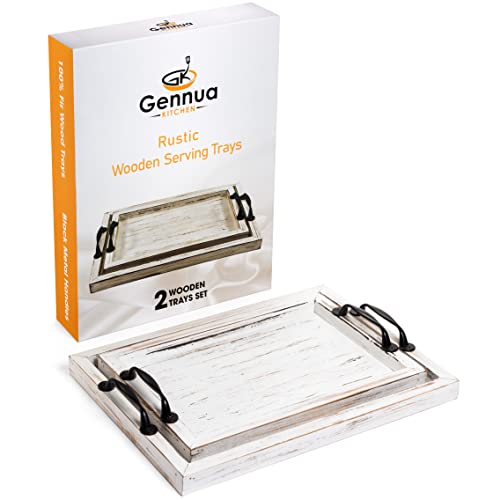 Rustic Serving Tray Set with Handles