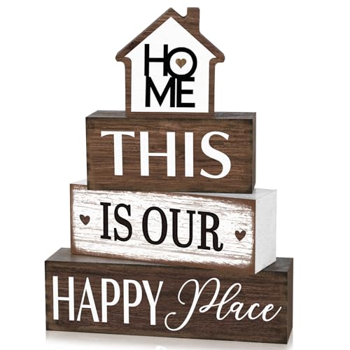 4 Pcs Farmhouse Table Decoration Rustic Sign Block (4 Count)