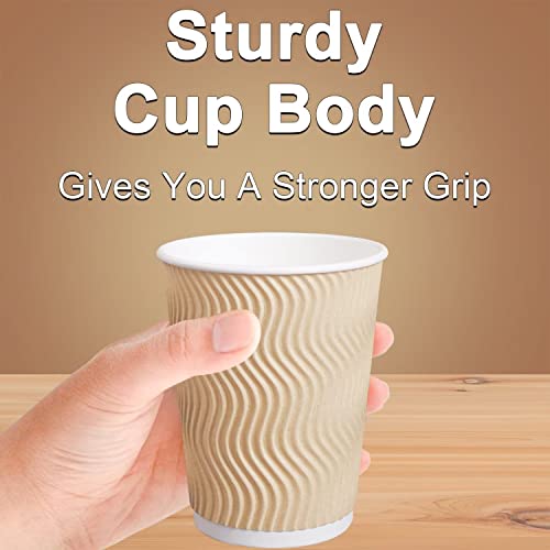 Hot Paper Cups 16 oz Disposable Insulated Corrugated Sleeve Ripple Wall Paper Cup 100 pcs