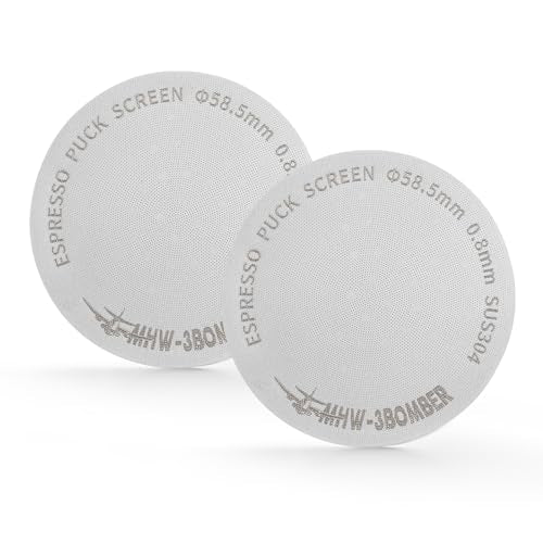 58.5mm Espresso Puck Screen 2 Packs Metal Coffee Filter Reusable Espresso Filters for 58mm Portafilter Basket 0.8mm Thickness FG7010 (2 Count)