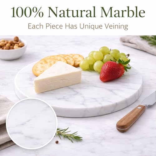 8 Inch Round Marble Cheese Board with Non
