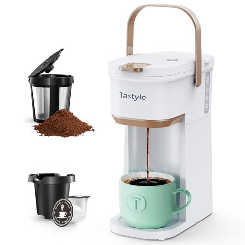 Mini Single Serve Coffee Maker for K Cups and Grounds with Handle