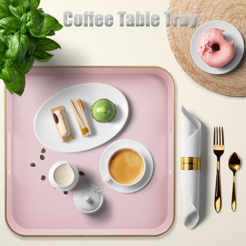Pink Square Decorative Tray with Handles