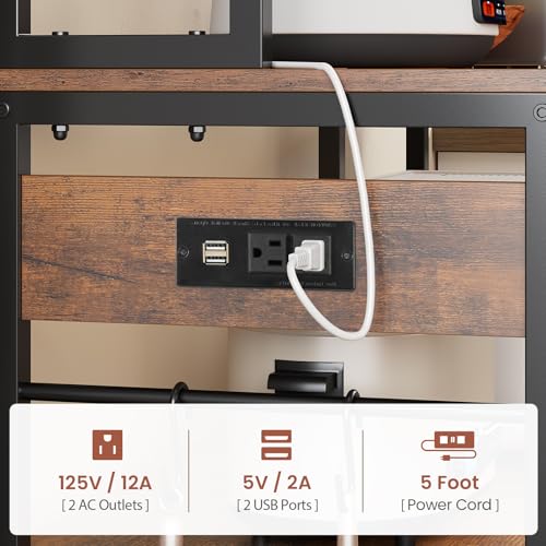 47.2 Inch Bakers Rack with Power Outlet