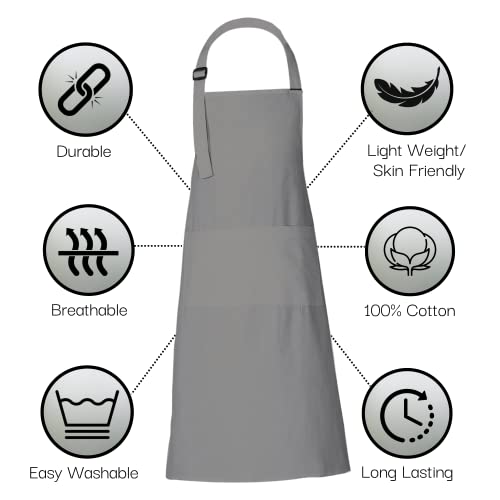 Pack of 2 Chef Apron for Women with pockets 35x27 Inches Vintage Farmhouse Bib Aprons for Men (2 Count)