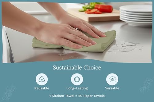 Organic Cotton Sage Flour Sack Kitchen Towels (10 Count)
