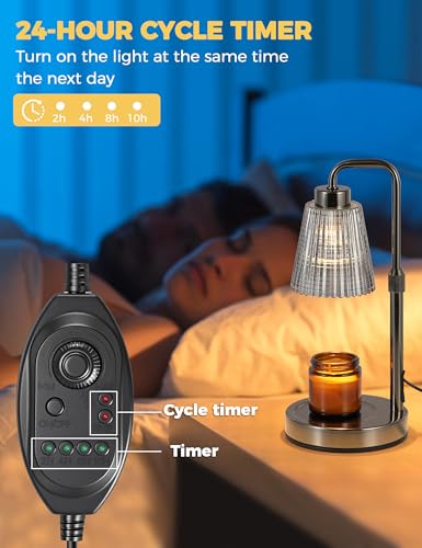 Silver Gray Candle Warmer Lamp with 24h Cycle Timer