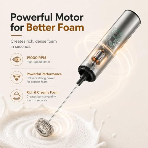 Rechargeable Milk Frother Handheld Electric Frother Wand Milk Foamer Drink Mixer for Coffee