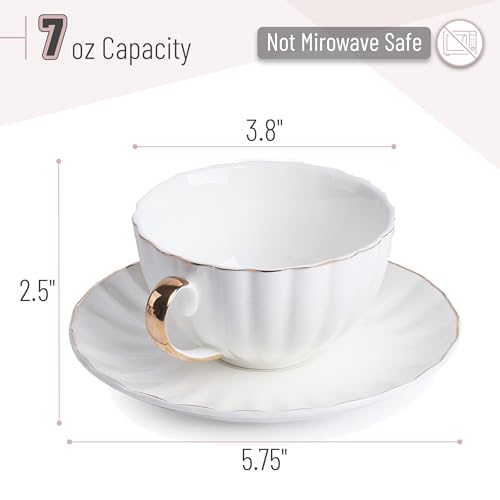 BTaT Cappuccino Cups with Saucers 7 oz (12 Count)