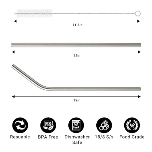 6 Pack Stainless Steel Straw for Stanley 40 oz 30 oz Tumbler (6 Count)