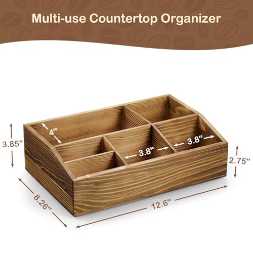 Burnt Wood Coffee Station Organizer for Countertop