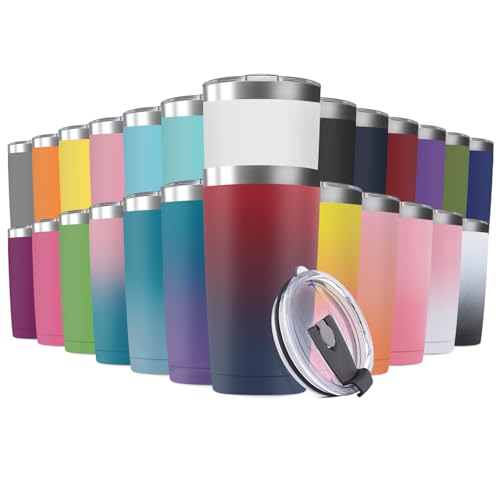 25 Pack 20oz Tumbler Vacuum Insulated Travel Mug with Lids