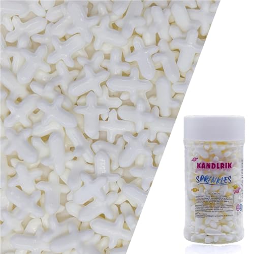 White Cross Sprinkles Edible Toppers Cake Decorating Mixed Size Cake Decorations Cupcake Toppers Cookie Decorating Perfect for Cakes (3 Ounce)