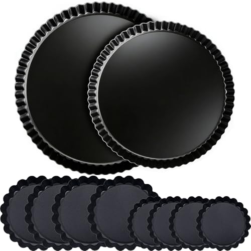Tart Pan Set 10 & 9 Inch Tart Pans with 5 & 4 Inch Mini Tart Pans Removable Bottom