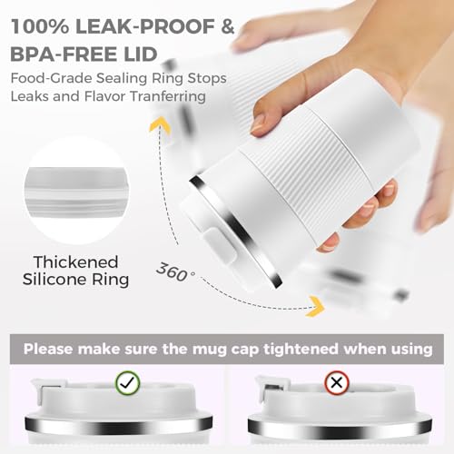 13 oz Stainless Steel Insulated Travel Coffee Mug with Fip Lid Bulk 8 Pack (8 Count)