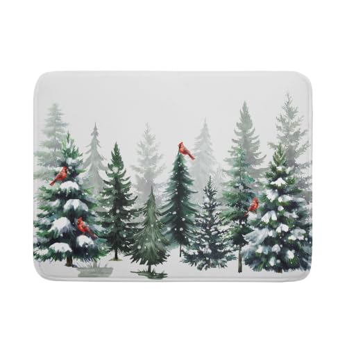 Green Pine Tree Forest Dish Drying Mat for Kitchen Counter