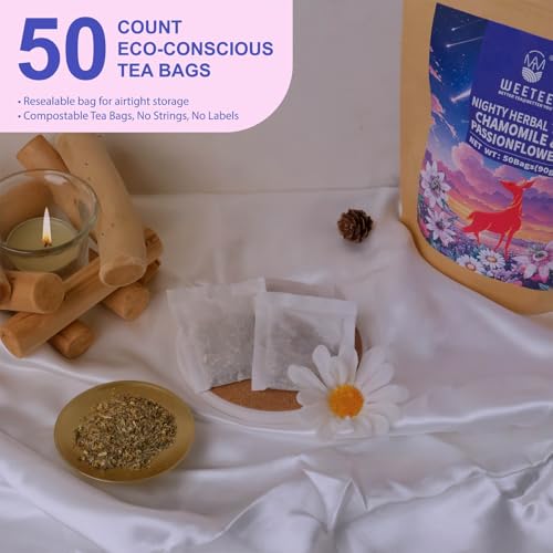 Chamomile & Passionflower Nighty Herbal Tea Bags 50ct for Bedtime (50 Count)