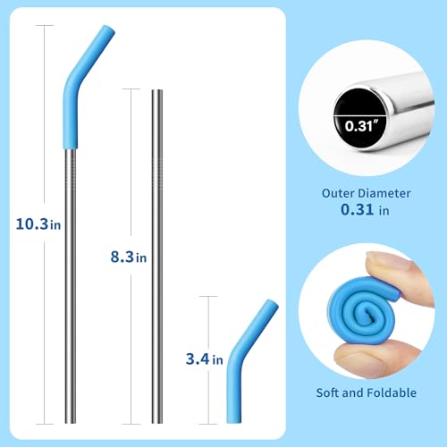 Metal Straws Reusable With Silicone Tips for Yeti 20 oz Tumbler