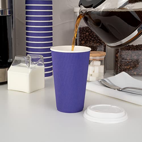 Ripple Wall Coffee Cups 25 Count 16 Ounce Insulated Royal Purple Paper Cups