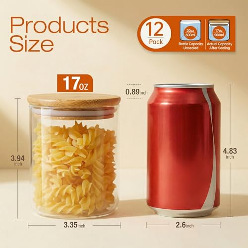 17 oz Glass Jars with Bamboo Lids (12 Count)