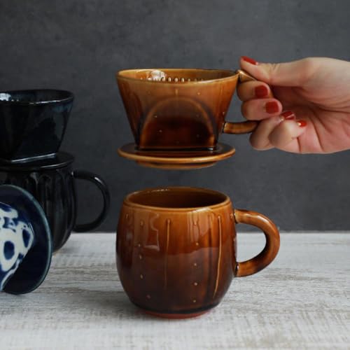 Ceramic Coffee Pour Over Maker Set in Caramel